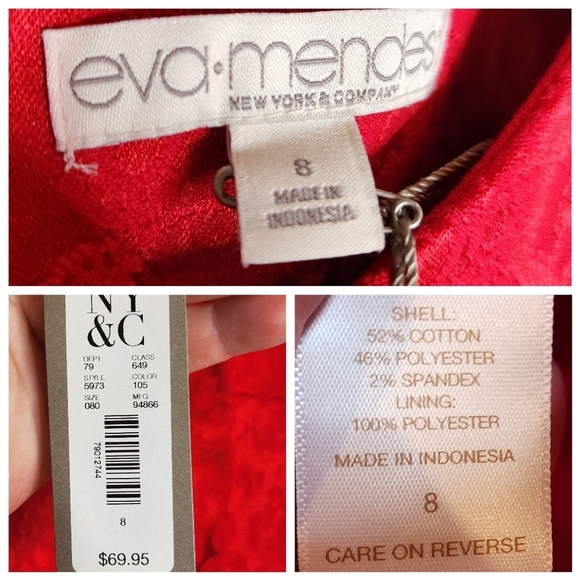 NWT Eva Mendes New York And Company Red Pattern Fit And Flare Dres Size 8 - Picture 3 of 16